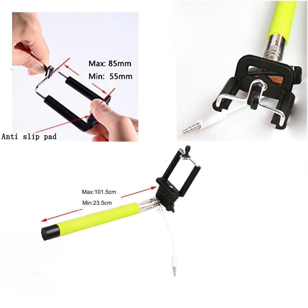 Gosear, palo Selfie para cámara con cable, monopié de mano para iPhone 7, 6, 6S Plus, Samsung Galaxy S8, S7, S6, Xiaomi, mi 5, Huawei