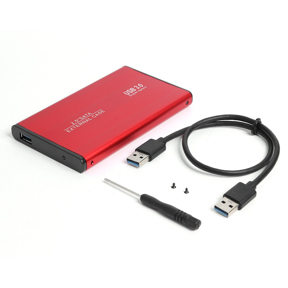 2.5 tums usb 3.0 extern hdd-hölje låda sata till usb 3.0 hdd hårddiskfodral 5 gbps aluminium ssd-låda stöd 3tb för bärbar dator: Röd
