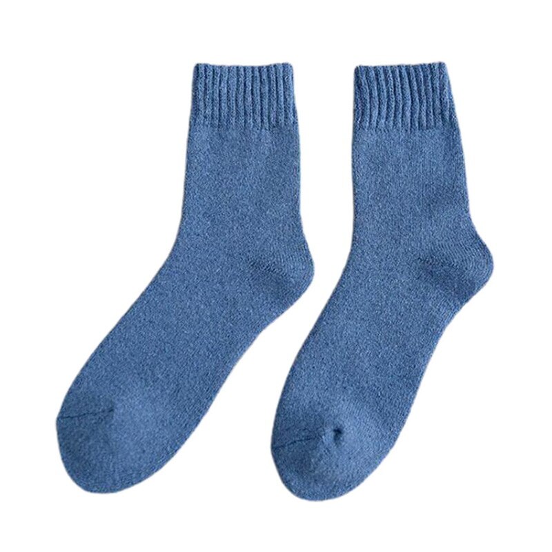 1 paar sokken dames en heren winter dikke warme badstof sokken dames kniekousen vloersokken imitatie konijn wol handdoek sokken: Blauw