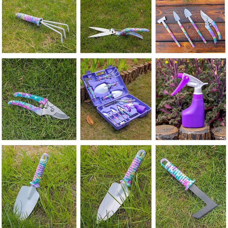 10 pièces/ensemble jardin outils de jardinage ensemble ergonomique truelle râteau désherbeur cisailles pulvérisateur avec étui de transport PAK55