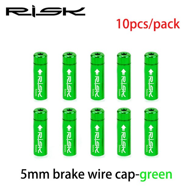 Risico 10 stks/doos Fiets Rem/Versnellingskabel Cap Alumium MTB Racefiets Derailleur Liner Tops Fiets Rem Versnellingskabel end Cap: 5mm Green