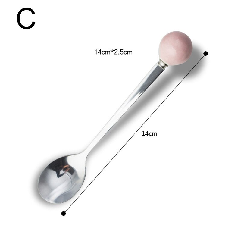 Macaron Farbe Keramik Griff Löffel Gabel Kreative Edelstahl Obst Gabel Edelstahl Keramik Kaffee Rühren Löffel: 03