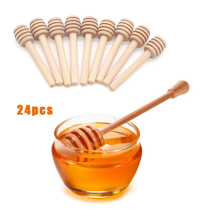 24 piezas Mini Dippers de miel de madera vajilla café leche té agitador palos cuchara utensilios de cocina
