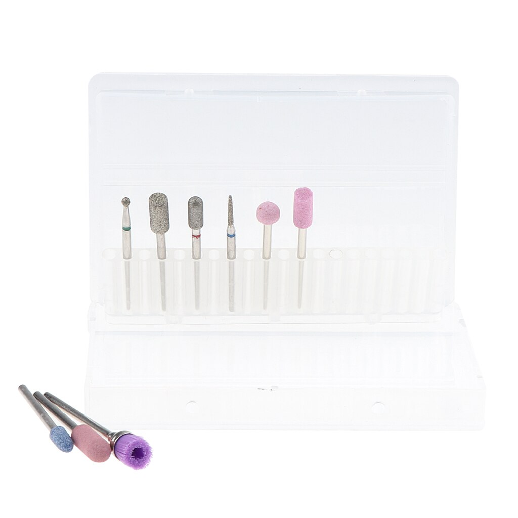 Carbide 3/32'' Nail Drill Bits Brush Set Acrylic Nail Files Buffing Bit 9Pcs