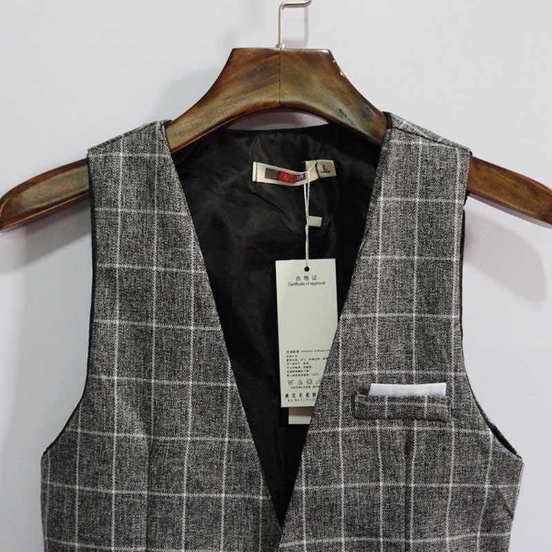 Gilet de costume Slim Vintage anglais pour hommes, gilet d&#39;affaires, gilet coréen à carreaux, vêtements pour hommes 7XL
