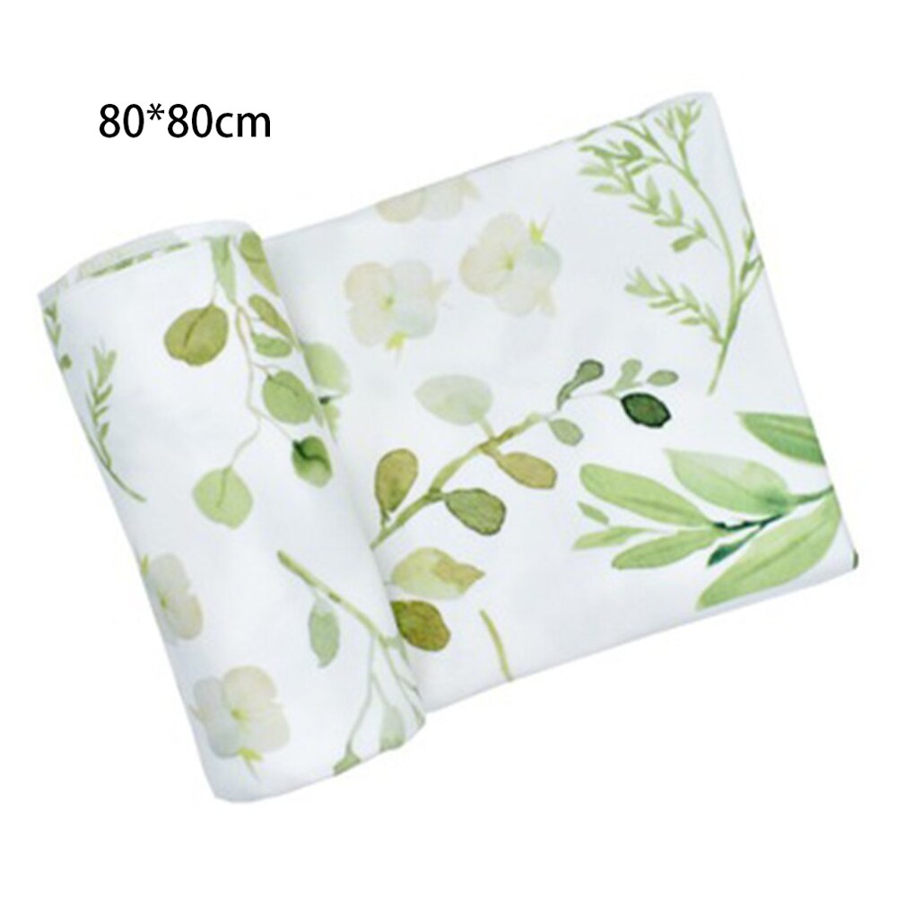 Gloednieuwe Peuter Aquarel Afdrukken Donzig Bloemen Dot Baby Deken Inbakeren Slaapzak Wrap Multifunctionele Wrap Doek: Green leaf80cm