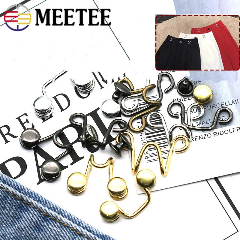 Meetee 30 sett 27 x 28/32 x 28mm metallplaggkroker jeans midjejusteringsspenne avtagbar nagleknapp gjør-selv usynlig justeringsknapp