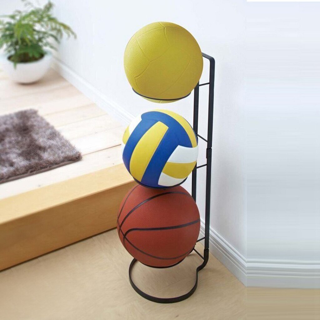 Black metal football basketball display storage rack sports equipment holder