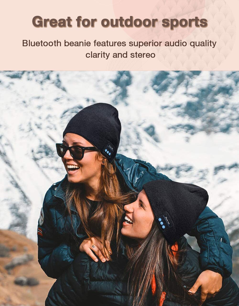 Uncjc højopløselig bluetooth hue øretelefon trådløs strikket musikhætte hovedtelefon sportshue til mænds festivalhovedbeklædning til kvinder