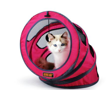 haut de gamme respirant spirale pliable chat tunnel multicolore en option chat canal chat jeux: Rose