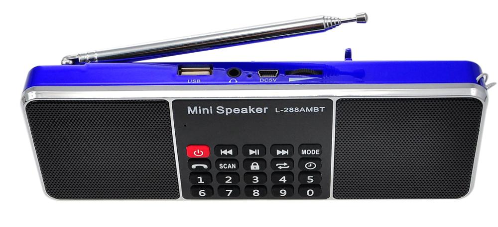 EONKO L-288AMBT Super Bass Bluetooth AM FM Radio with TF USB AUX Handsfree LED Display: Blue