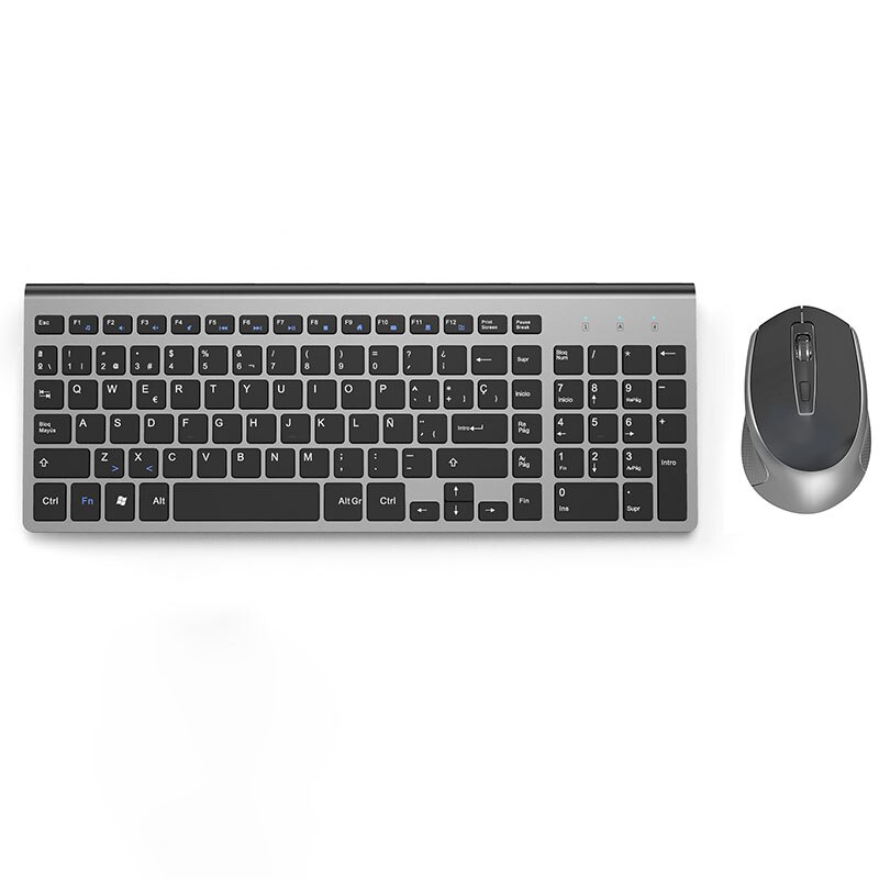 Wireless Office Keyboard and Mouse Spanish Layout 2.4GHz Keyboard with Ergonomic Mouse and Side Buttons for Office PC: Default Title