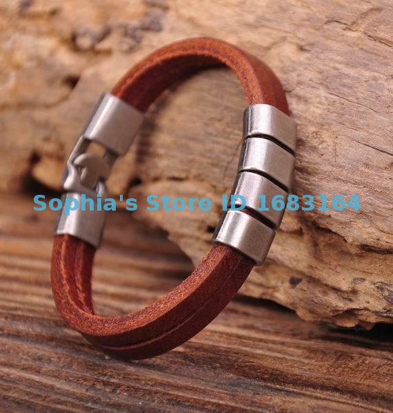 G117 Braun Kühlen Metallschließe Surfer Leder Herren Armbinde Armbinde Manschette Neue