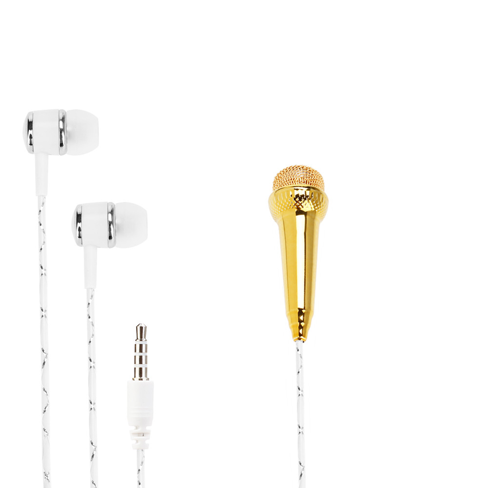 Microfoons 3.5mm Jack Microfoon Lavalier Tie Mikrofon Microfono Mic voor Mobiele Telefoon Spreken iphone 7 8 X karaoke: Gold