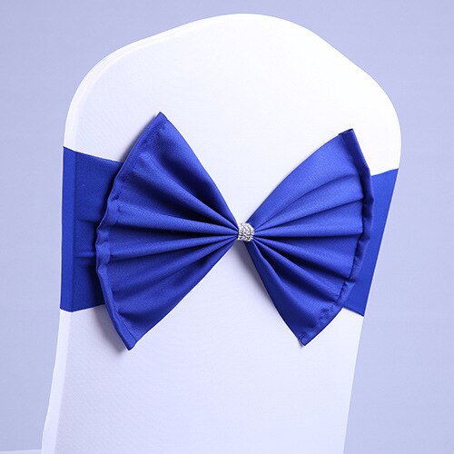 Lazo para silla de banquete de Hotel, Decoración de cumpleaños para niños, boda, , 10 colores, Spandex, rojo/azul/morado, barato, 20 unids/lote