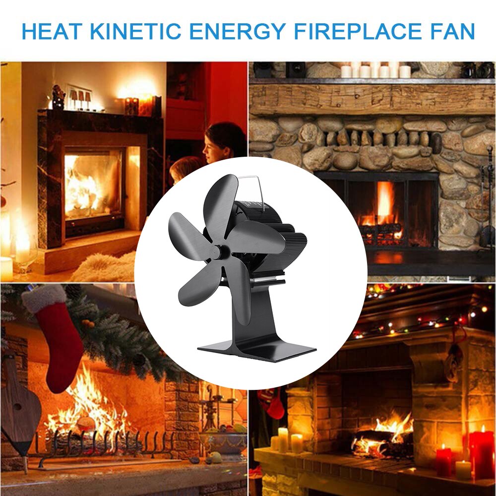 Fireplace Fan Stove Fan Heat Powered Fan Indoor Warmer 5 Blades Eco Friendly