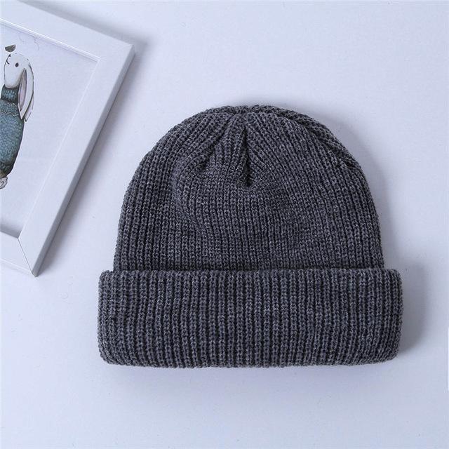 Gebreide Hoeden Voor Vrouwen Gildkruid Mannen Beanie Hat Winter Retro Brimless Baggy Meloen Cap Manchet Docker Visser Mutsen Hoeden Voor mannen: Grijs