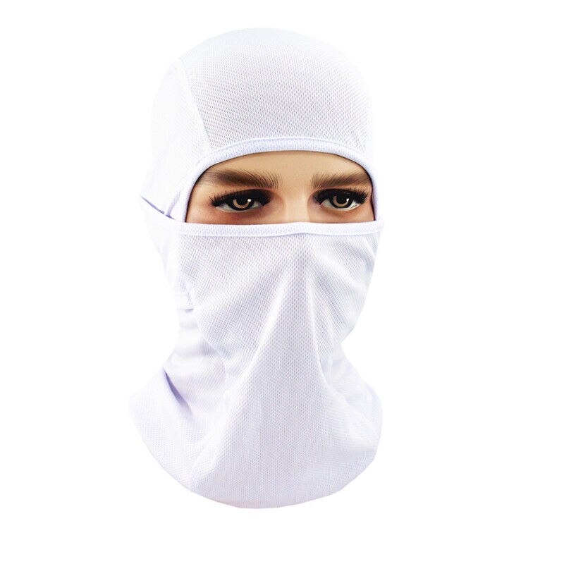 Outdoor Face Mask Motorcycle Full Face Mask Balaclava Ski Neck Protection Windproof Sun Protection Mask 8Colors: Milky White