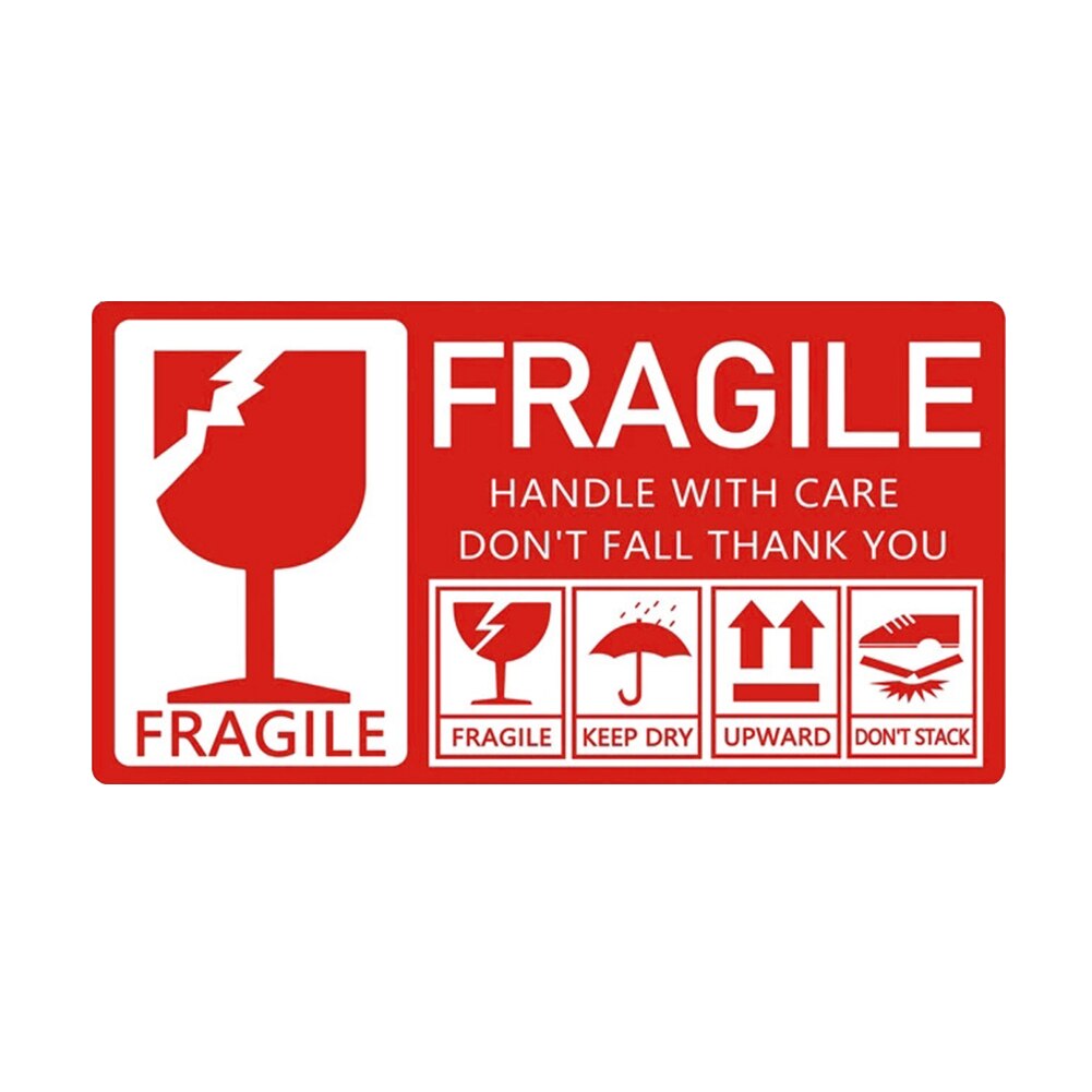 250sheets/roll Fragile Sticker Moving Warning Easy Apply Packaging Goods Decoration Handle With Care Notice Practical Express