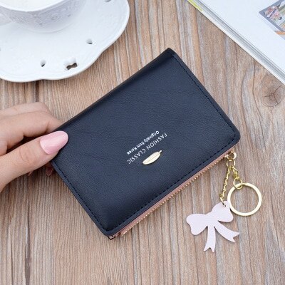 Ladies Wallets Short Zipper Student Korean Small Flower Coin Purse Soft Leather Thin Wallet Women Bag Tassel: 10