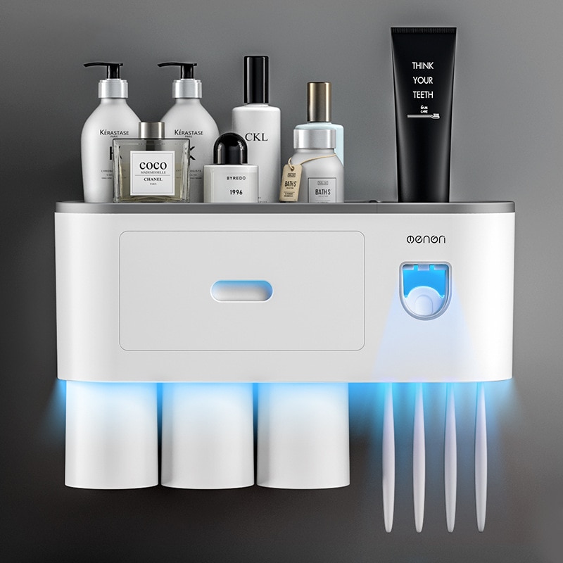 Magnetic Adsorption Toothbrush Holder Automatic Toothpaste Squeezer Home Storage Shelves Wall-mounted Bathroom Accessories Set