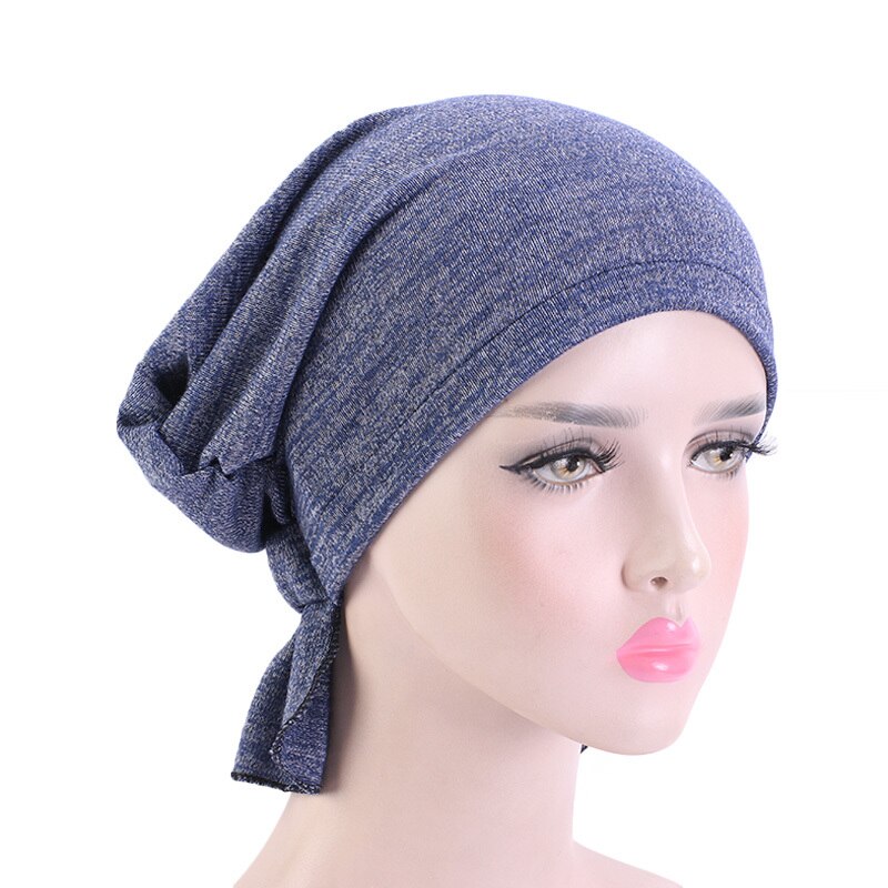 Womens Muslim Hijab Stretchy Cotton hat Turban Hair Caps Cover Hair Loss Head Scarf Wrap Pre-Tied Headwear Strech Hair Styling