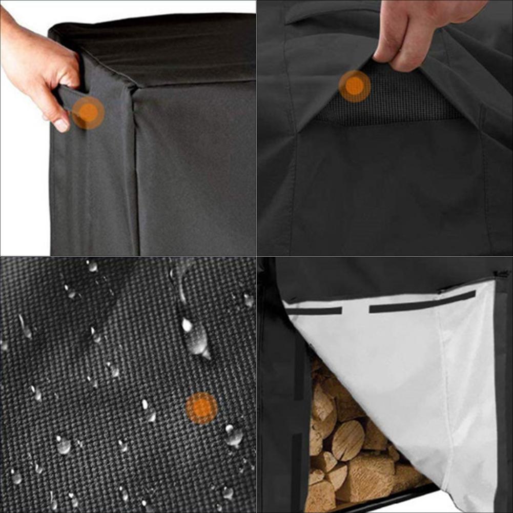 Firewood Log Rack Cover Outdoor Heavy Duty Waterproof WoodPile Cover Logs Holder Tarp With Fastening Straps 420D Oxford Outdo