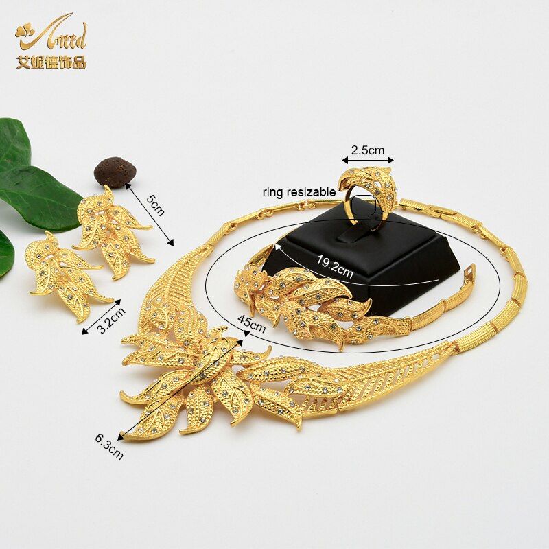 ANIID Dubai Bridal Jewelry Sets Necklace Earring For Women African Hawaiian Wedding 24KGold Bridesmaid Accessories Turkish