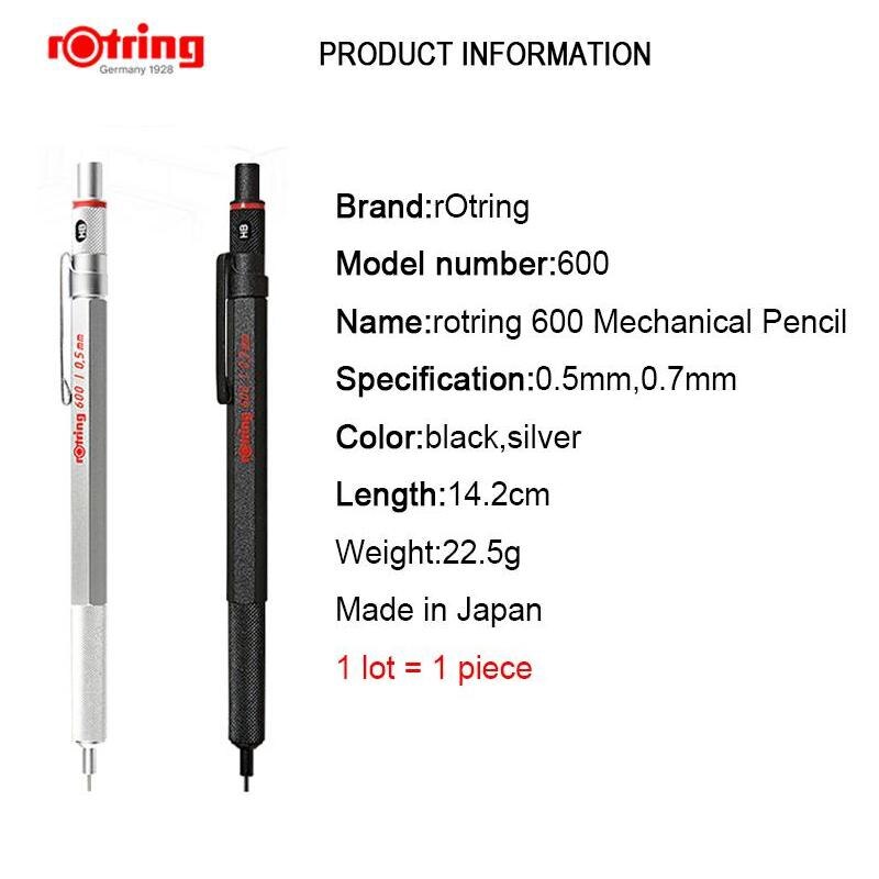 Rotring 600 0.5/0,7mm mechanische bleistift silber/schwarz Metall Halfter automatische bleistift 1 stück