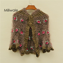 Pull femme à capuche, Cape fleurie, enveloppe, Cape Crochet, fait à la main, collection automne hiver