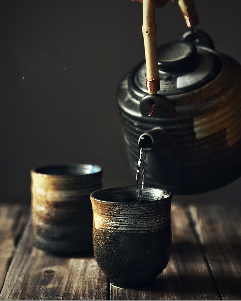 Keramische waterkop retro steengoed theekop capaciteit 200ml japanse stijl thuis wijnset melk theeset koffiekopje