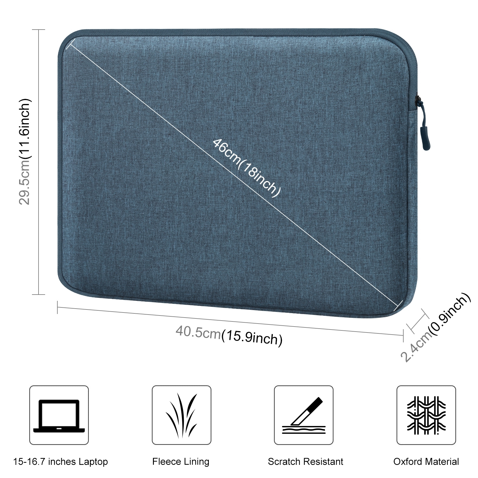 HAWEEL 16 inch Laptop Sleeve Case Zipper Briefcase Bag for 15-16.7 inch Laptop