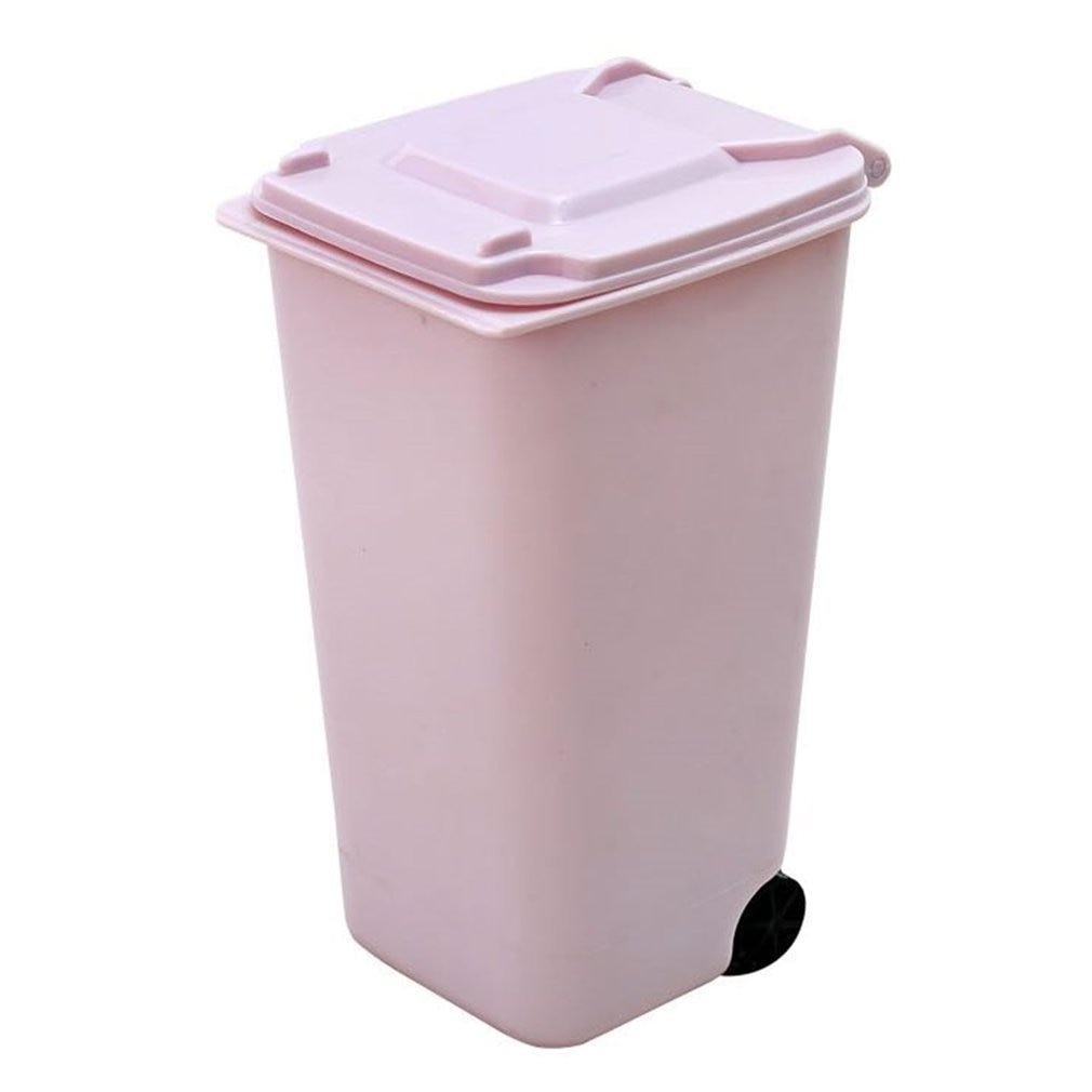 Recycle Plastic Mini Wheelie Bin Bureau Netjes Office Desktop Briefpapier Organisator Creatieve Pen Potlood Houder Met Twee Wielen