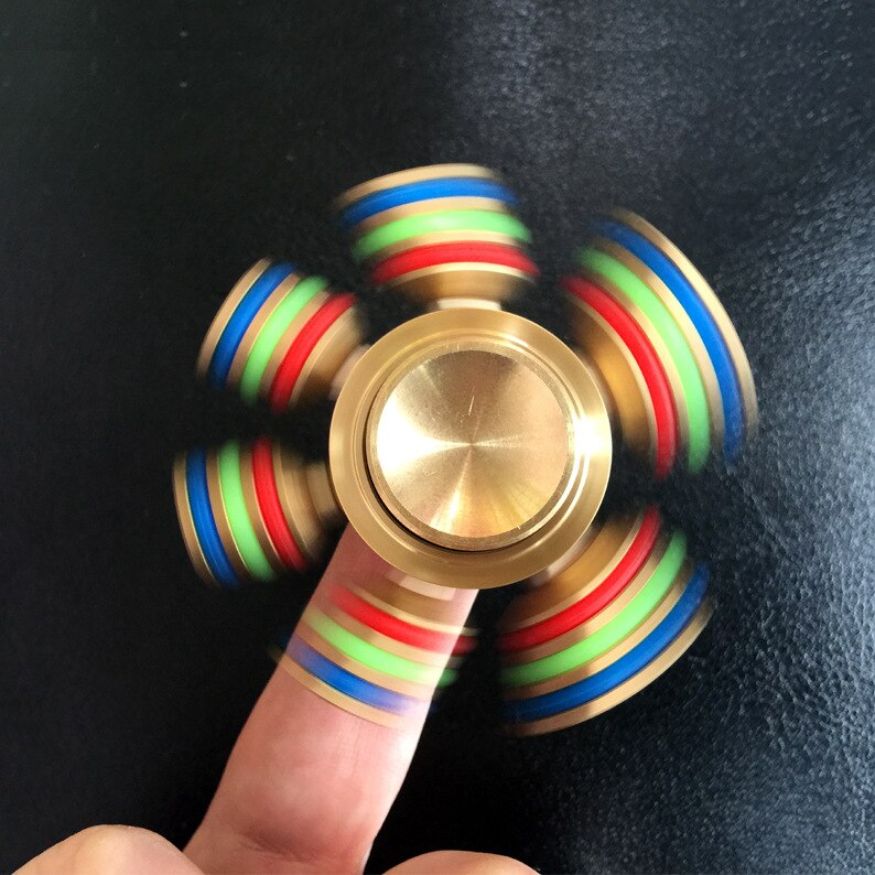 Full Brass Fidget Spinner Hexagonal Hand Spinner Three Heads Six Arms Compass Adult Decompression Artifact