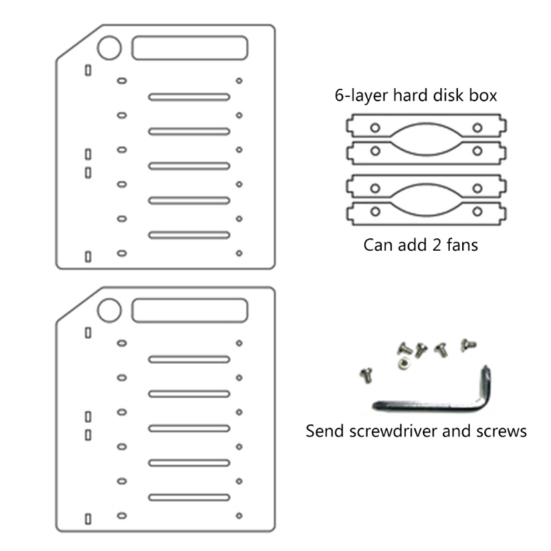 Rack SSD multistrato per Organizer per disco rigido da 3.5 &quot;scatola per disco rigido con staffa per desktop esterna trasparente con spazio per ventole: 6