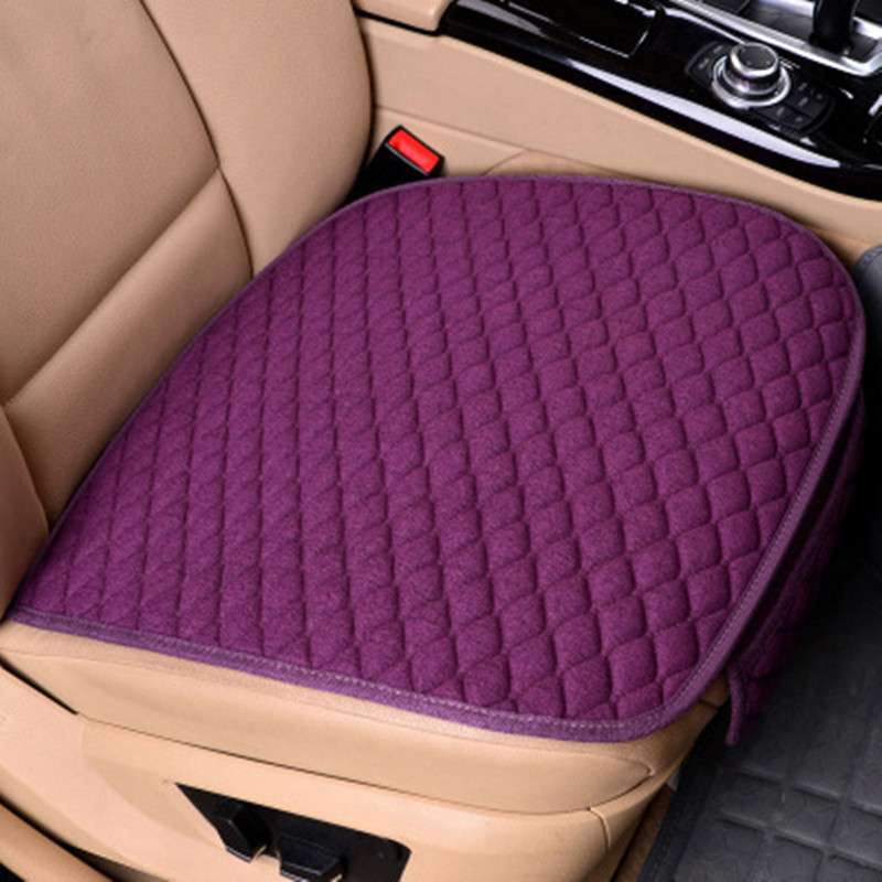 Linnen Stof Auto Bekleding Vier Seizoenen Voor Achter Vlas Kussen Ademende Protector Mat Pad Auto Accessoires Universele Maat: purple