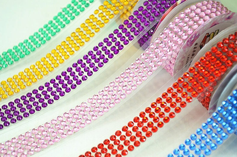 Kristal kleurrijke acryl zelfklevende strass steentjes sticker tape knutsel glitter edelsteen diy stickers voor scrapbooking kunst decoratie