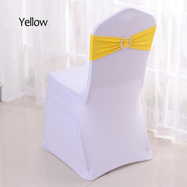 31 50 sztuk/partia Stretch Lycra elastan pokrowce na krzesła zespoły z klamrą suwak na dekoracje ślubne hurtownia krzesło: Yellow