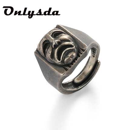 316L Stainless steel Men&#39;s Retro Gothic Biker Punk Vintage Ring Smile Face Mask Helmet Nordic Pagan Viking Jewelry OSR263: 11 / B