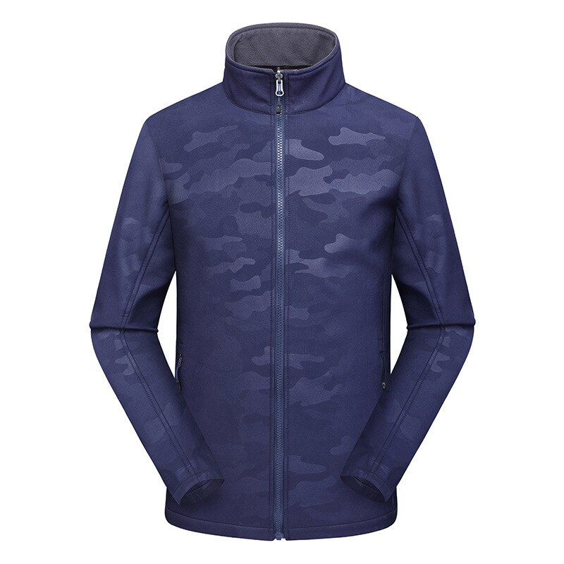 Soft shell clothing autumn and winter thickening men's outdoor leisure fleece: Deep Blue / XL