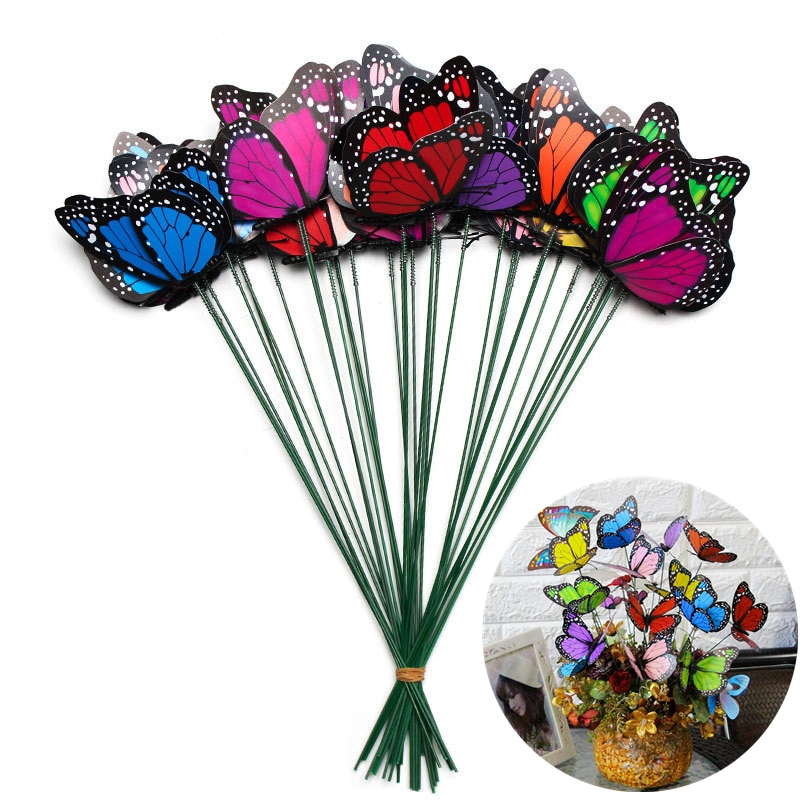 Maceta 3D de simulación de mariposa monarca, decoración impermeable para jardín, flores, boda, patio, exterior, 10/20 Uds.