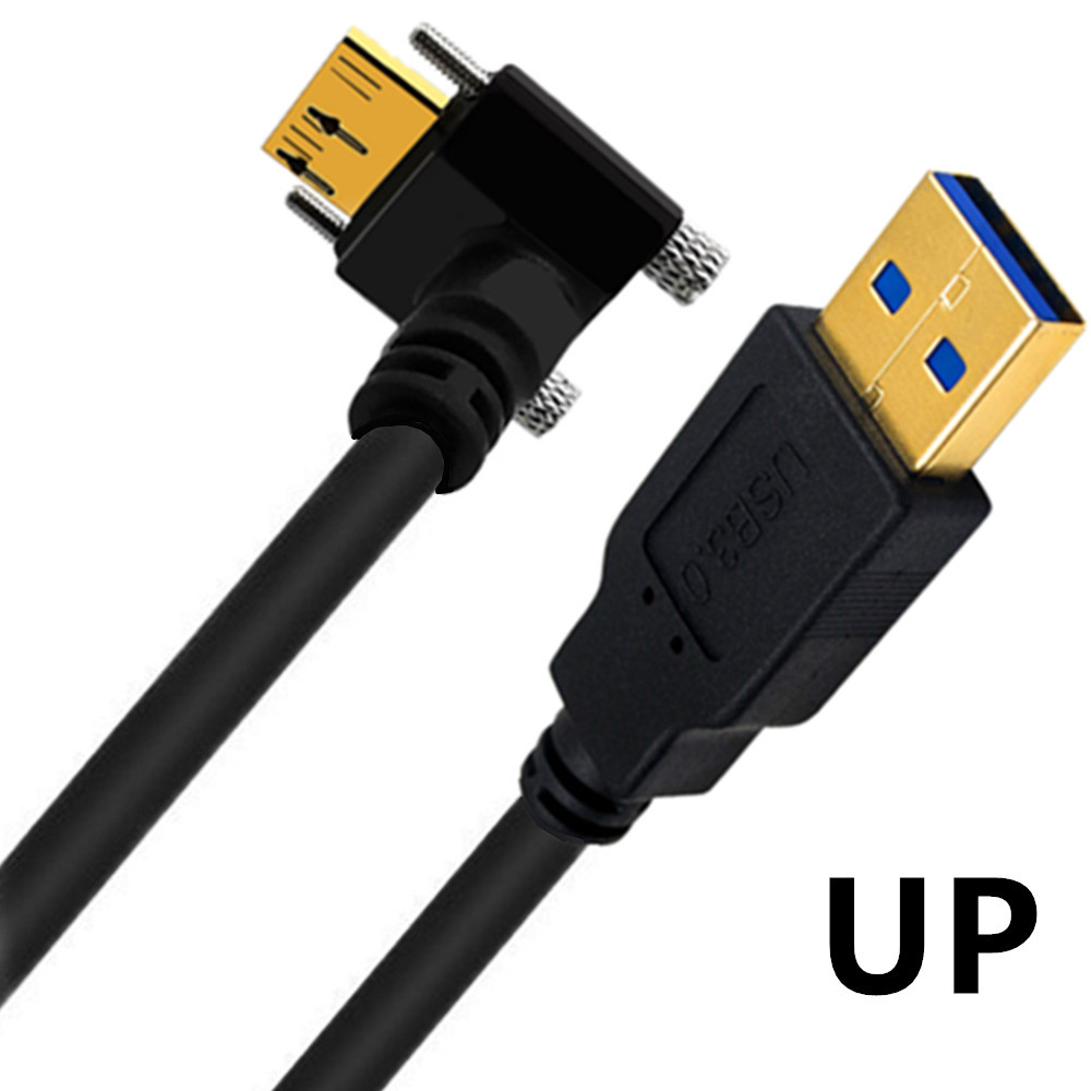 Gold Plated 3.0 Wire Camera Hard Drive Box Player USB A M To MICRO B Elbow With Fixed Screw Data Cable: Red / 1.8m