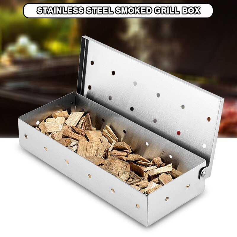 1Pc Wood Chip Smoker Box For Barbecue Grill Stainless Steel Hole Cold Smoke Generator Custom Box BBQ Grill Accessories