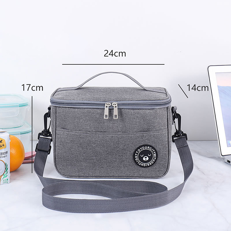 Izolowane pudełko na Lunch mężczyźni kobiety Travel Portable Camping torba na piknik zimne jedzenie Cooler torba termiczna dzieci izolowane etui z paskiem 1PC: SZARY