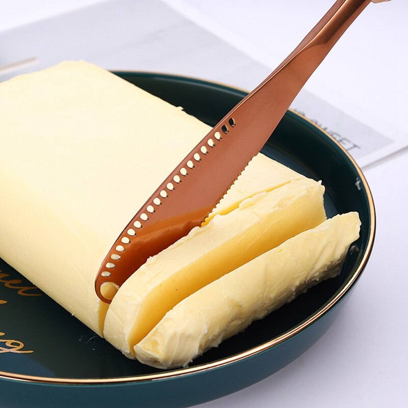 Coltello da burro da cucina coltello da burro in acciaio inossidabile con foro formaggio strumenti da Dessert coltello da marmellata posate coltello da pane Toast da cucina