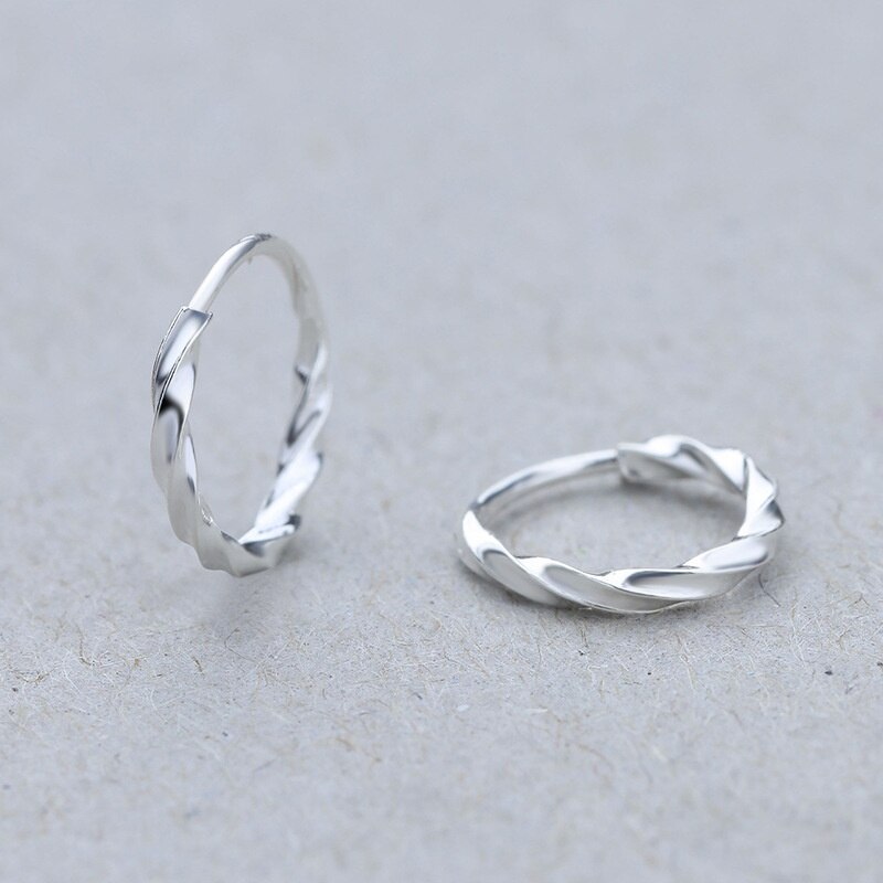 S990 Sterling verdrehte sehr klein Kreis Band Ohrringe für Frauen 9mm Schmuck Zubehör