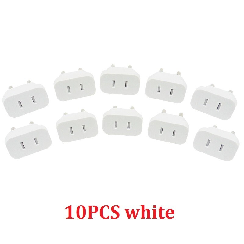 10PCS CN UNS Zu Eu-stecker Reise Adapter Power Stecker 2 Pin USA Buchse ZU 2Pin EU 4,8mm stecker Konverter Elektrische Stecker Weiß Schwarz: EU 4.8mm Plug / WHITE