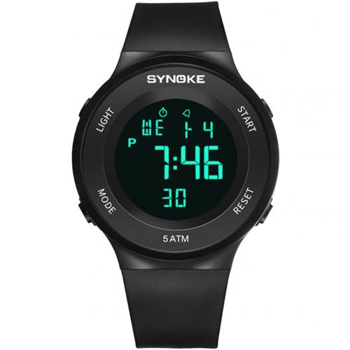 Unisex heren dames horloges outdoor waterdicht alarm plastic band datumweergave sport polshorloge: Zwart