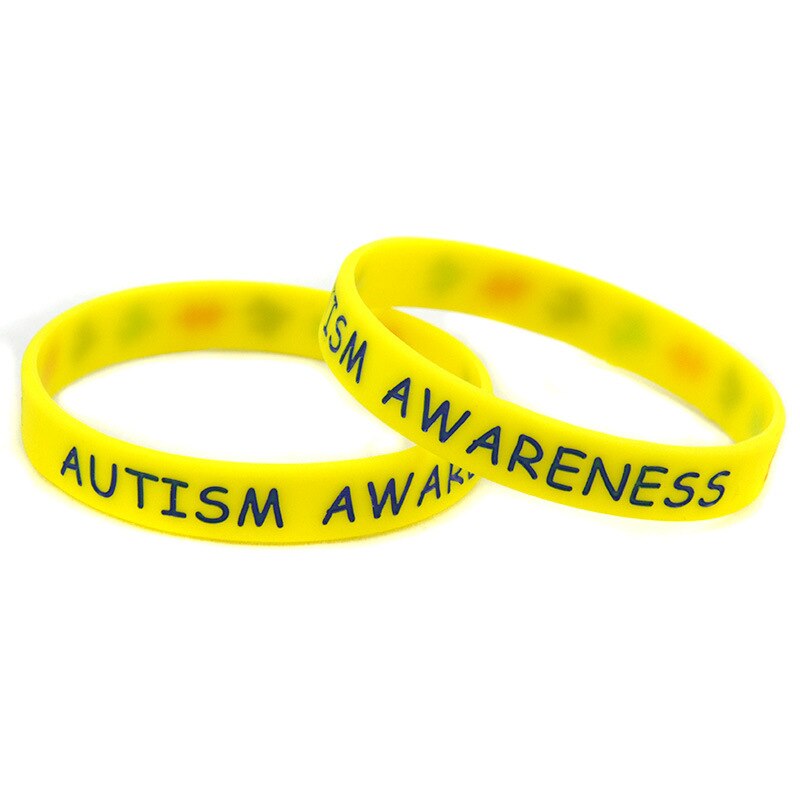 PBR156(10), roze/Zwart/Geel/Wit/Blauw Puzzel Stukken Lint Autism Awareness Polsbandje Siliconen Rubberen Armband: Yellow