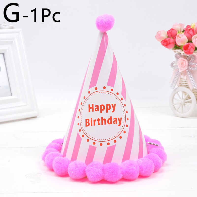 Birthday Caps Baby Kid Rainbow Birthday Party Hat Child Crown Decoration Pompon Paper Cap Cartoon Pattern Festival Birthday Hat: G